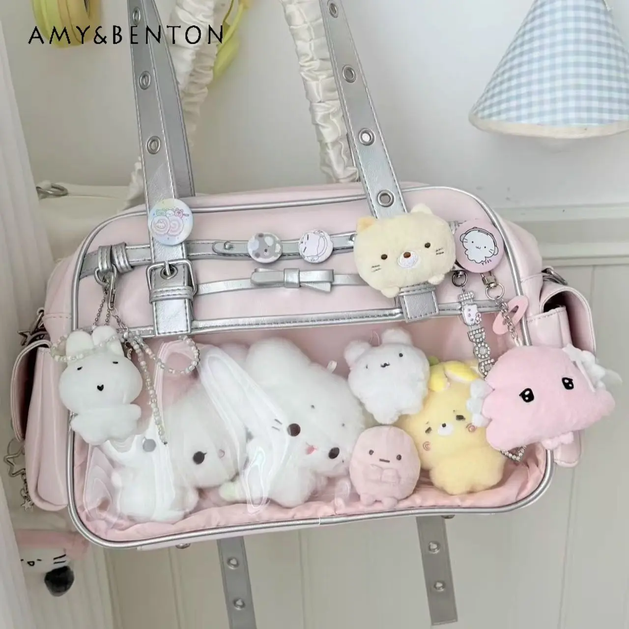 

Original Japanese Style Girl Itabag Student Daily Large Capacity Transparent Shoulder Bag College Style Cute Backpack for Women