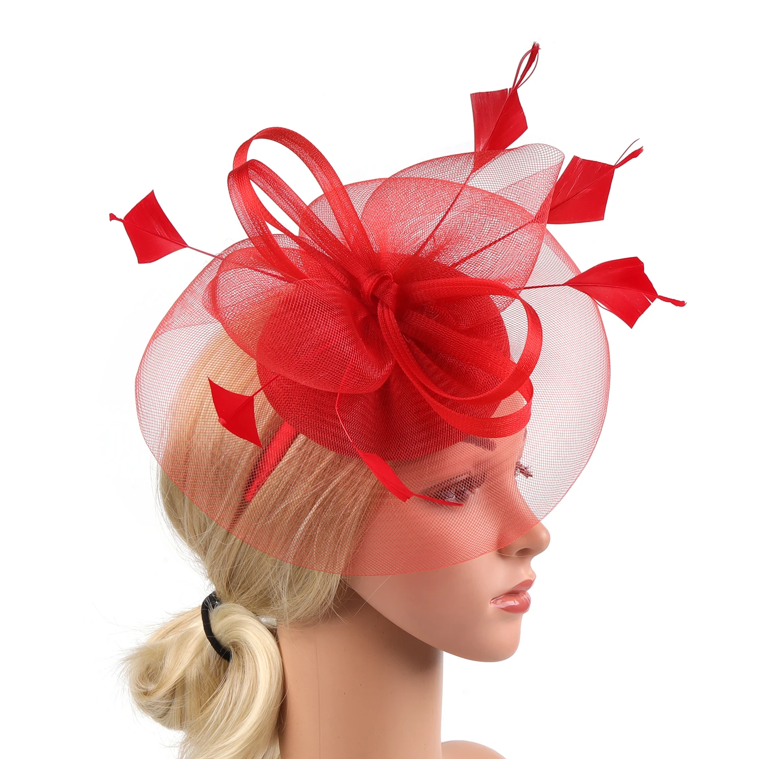 Pillbox Hats Tea Party Vintage Fascinators for Women with Feather Mesh Veil Headband Bridal Wedding Tea Party Tiara