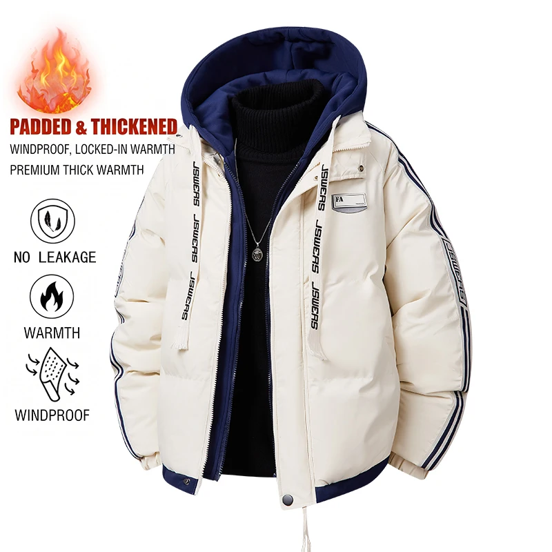 Winter Men Outdoor Removable Hooded Windbreak Jacket Coats Men Warm Outwear Casual Fashion Solid Parkas Jacket Male Tops