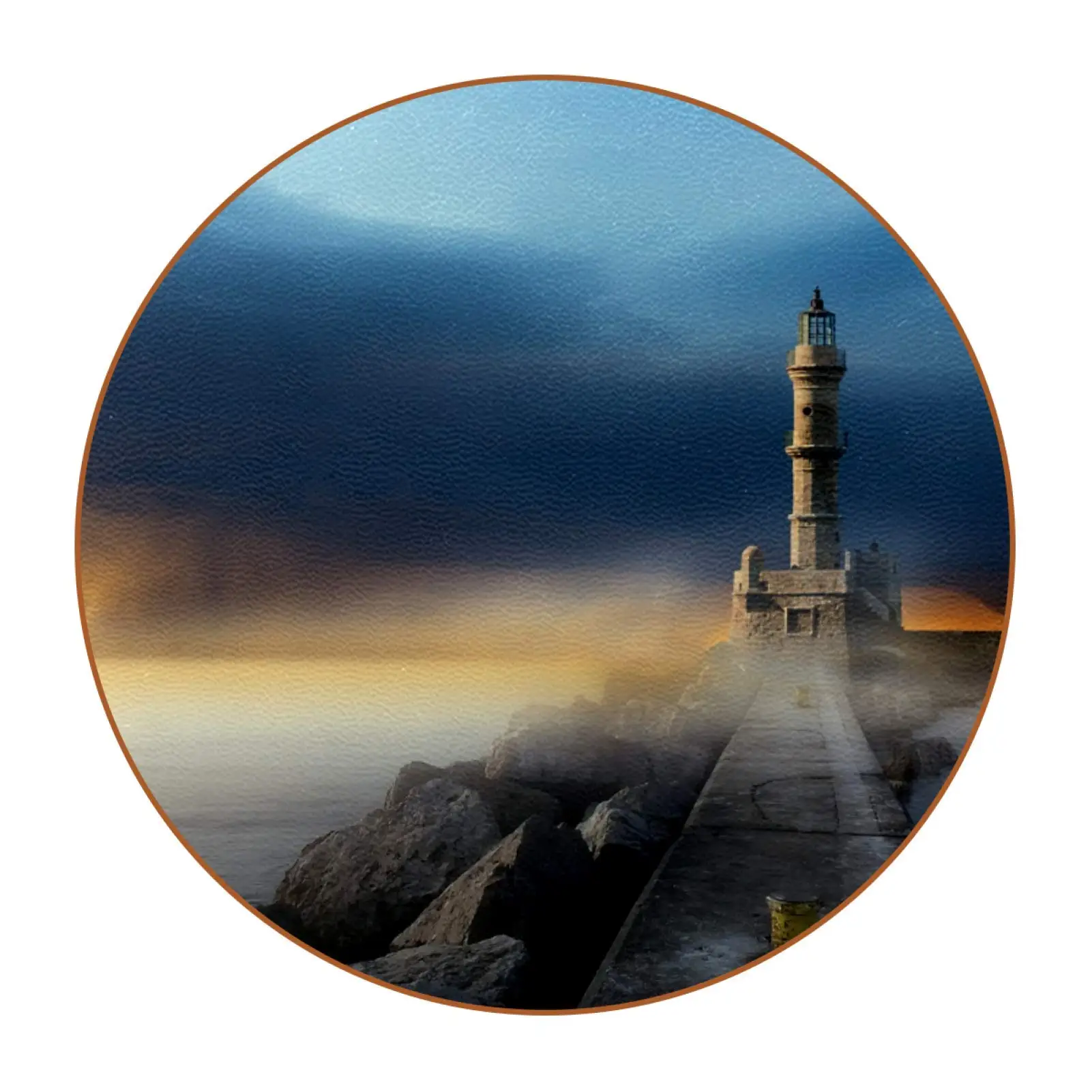 Lighthouse Backdrop Ceramic Coaster Drink Coasters Waterproof Coaster for Drinks Round Cups Mugs Mat Pad for Kitchen Home Decor