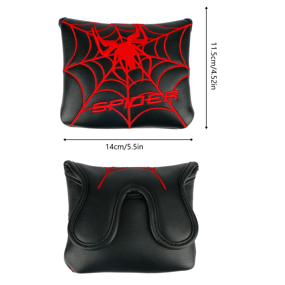 Spider Design Golf Mallet Putter Headcover, Premium PU Leather Club Cover, Magnetic Closure Waterproof Sleeve, Golf Accessories view 6
