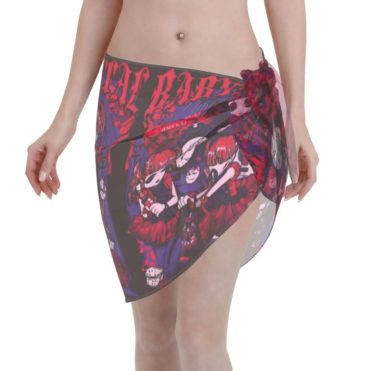 

Custom Babymetal Women Short Sarongs Beach Wrap 3D Print Japanese For Swimwear Beach Bikini Wrap Dress Swimsuit Coverups