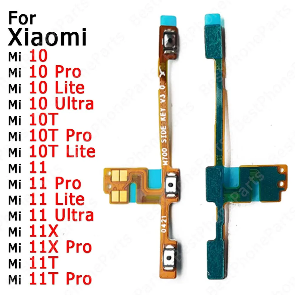 Side Button Flex Cable For Xiaomi Mi 10T Pro 10 Ultra 11 Lite 11T 11X Power On Off Mute Volume Key Switch Spare Parts