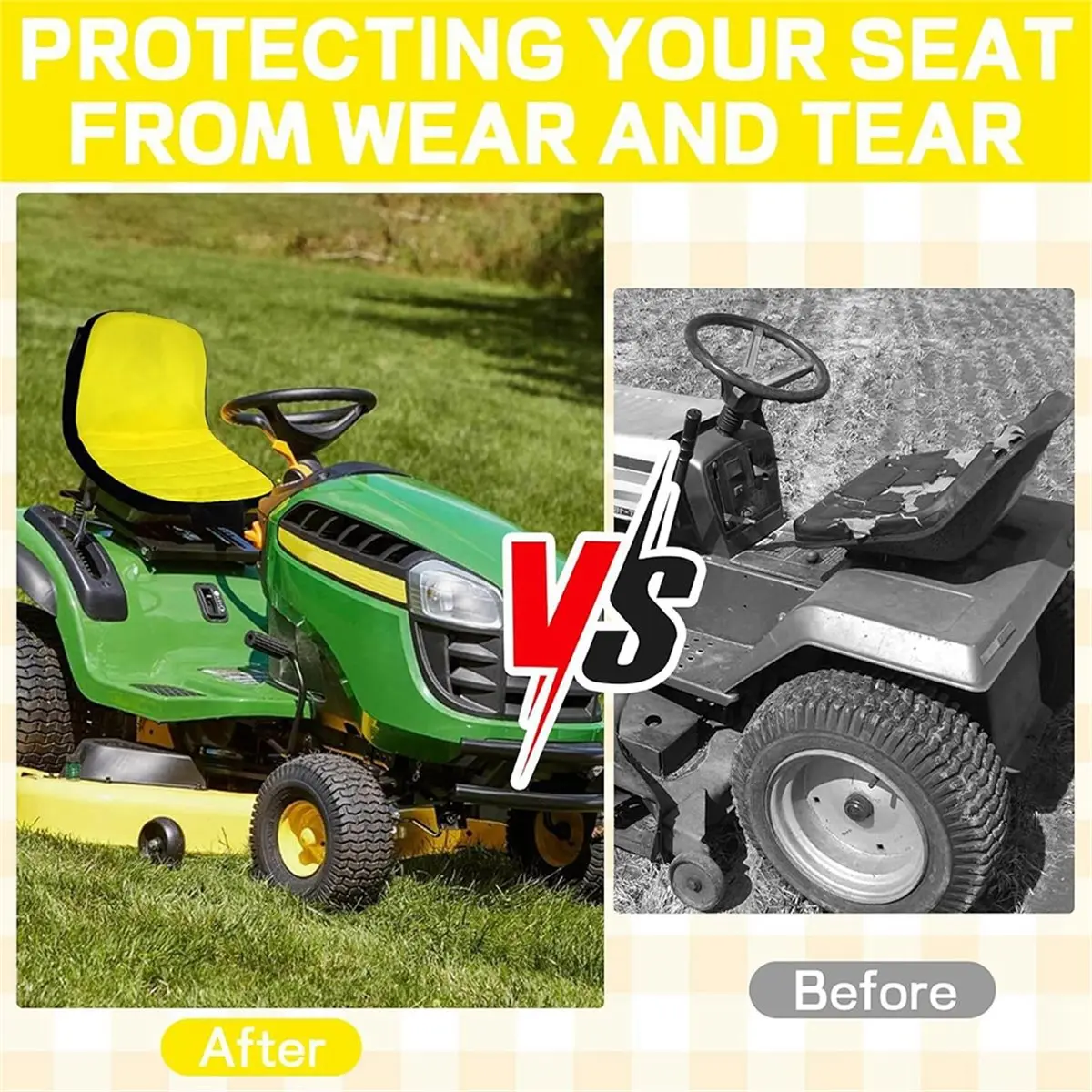 A74U Lawn Mower Seat Cover for X350 X380 Water- Non-Slip Tractor Seat Protector with Storage Pockets