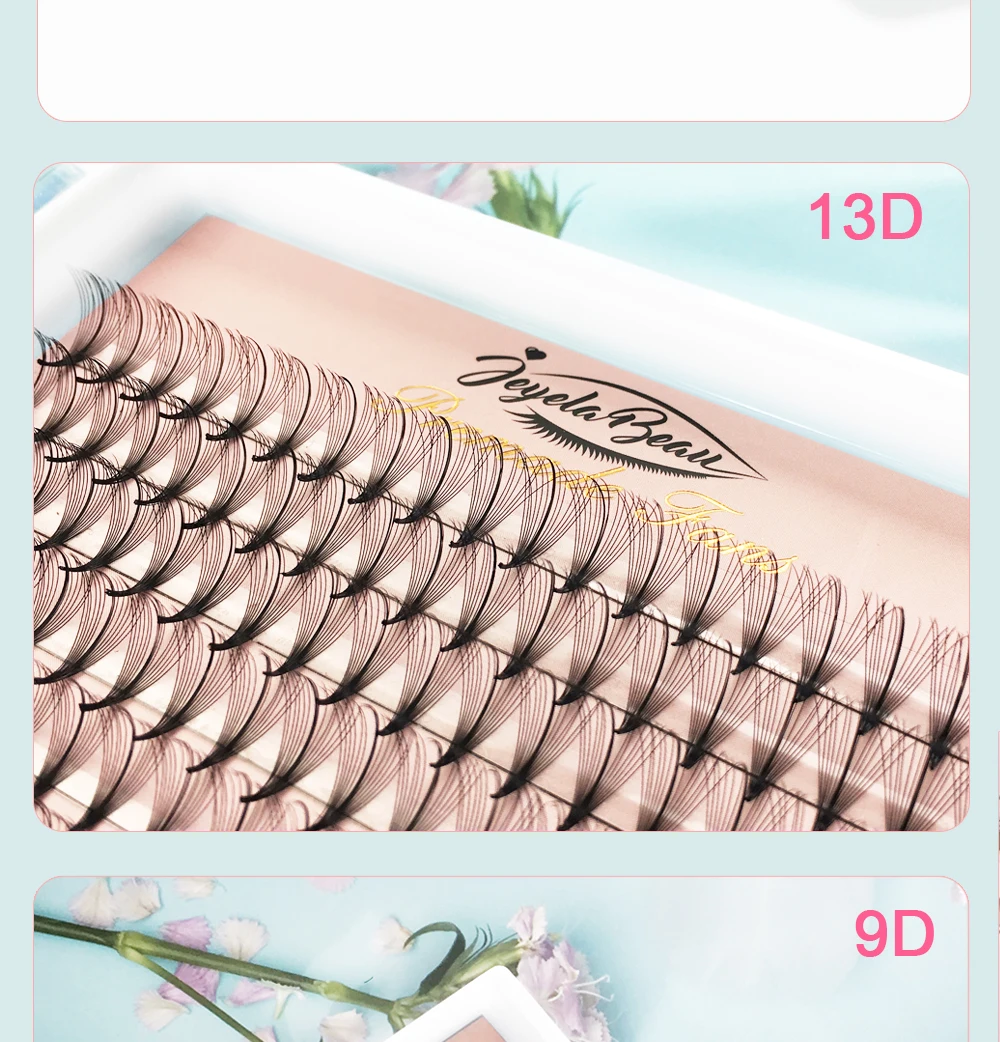 Goddess Wispy Premade Volume Fans 9D/13D Individual Lashes Extension Pointy Stem 320 Fans Faux Mink Pre Made Russian Lashes