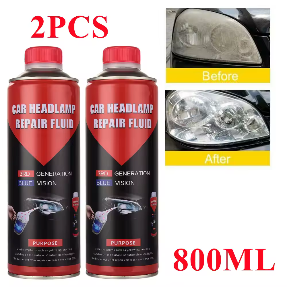 Liquide de récupération de phares de voiture, 2 pièces, 800ML, polissage, nettoyeur de phares de voiture, polymère liquide, polymérisation