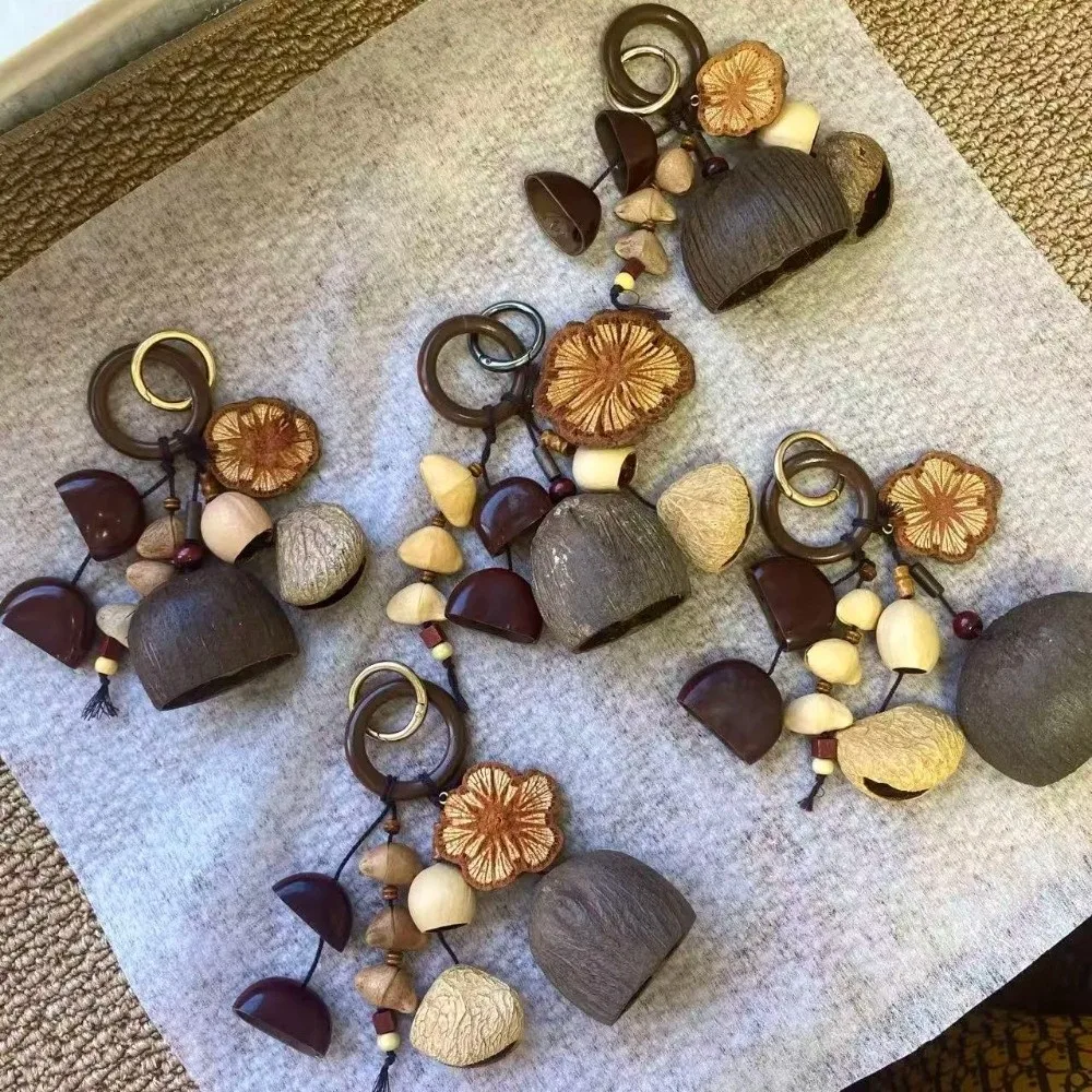 Natural Nut Shell Nut Shell Bell Sound Ringing Handmade Natural Fruit Shell Pendant Hand Cranked Hanging Bell