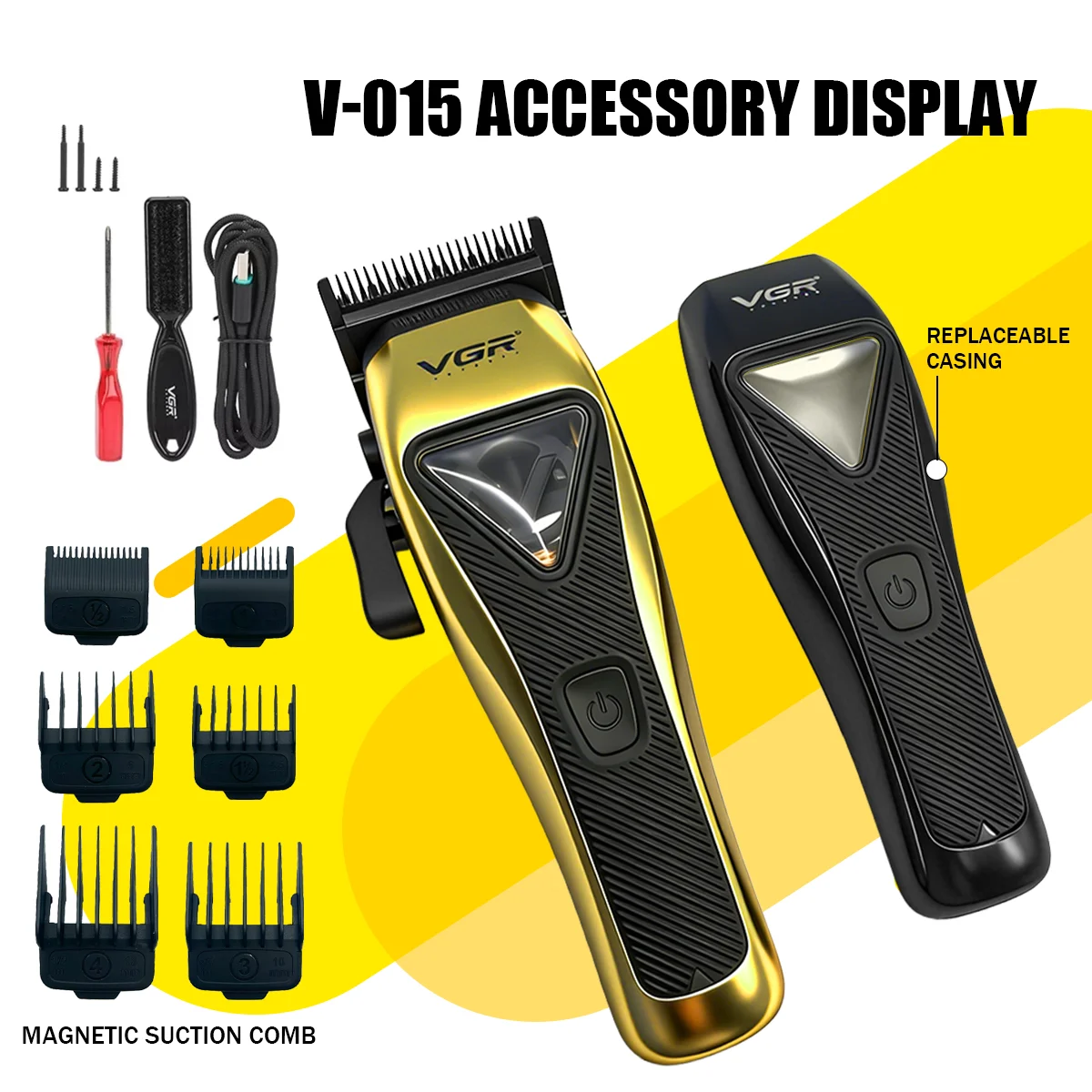VGR Hair Trimmers Professional Hair Trimmers Vector Motor Haircut Machine 9000RPM Hair Clippers Adjustable Trimmer for Men V-015 image 3