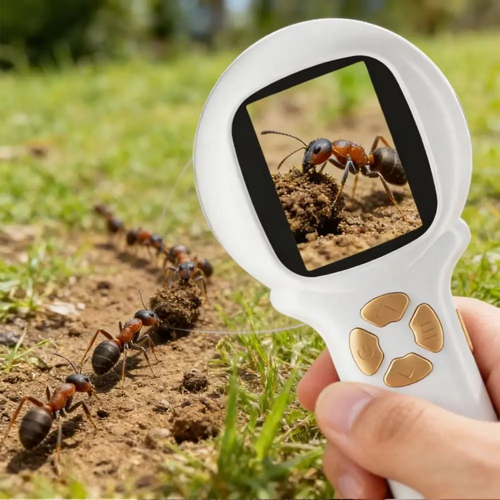 2 Inch IPS Screen Children's Digital Microscope Portable HD Handheld Digital Microscope 500x Zoom 2 Million Pixels
