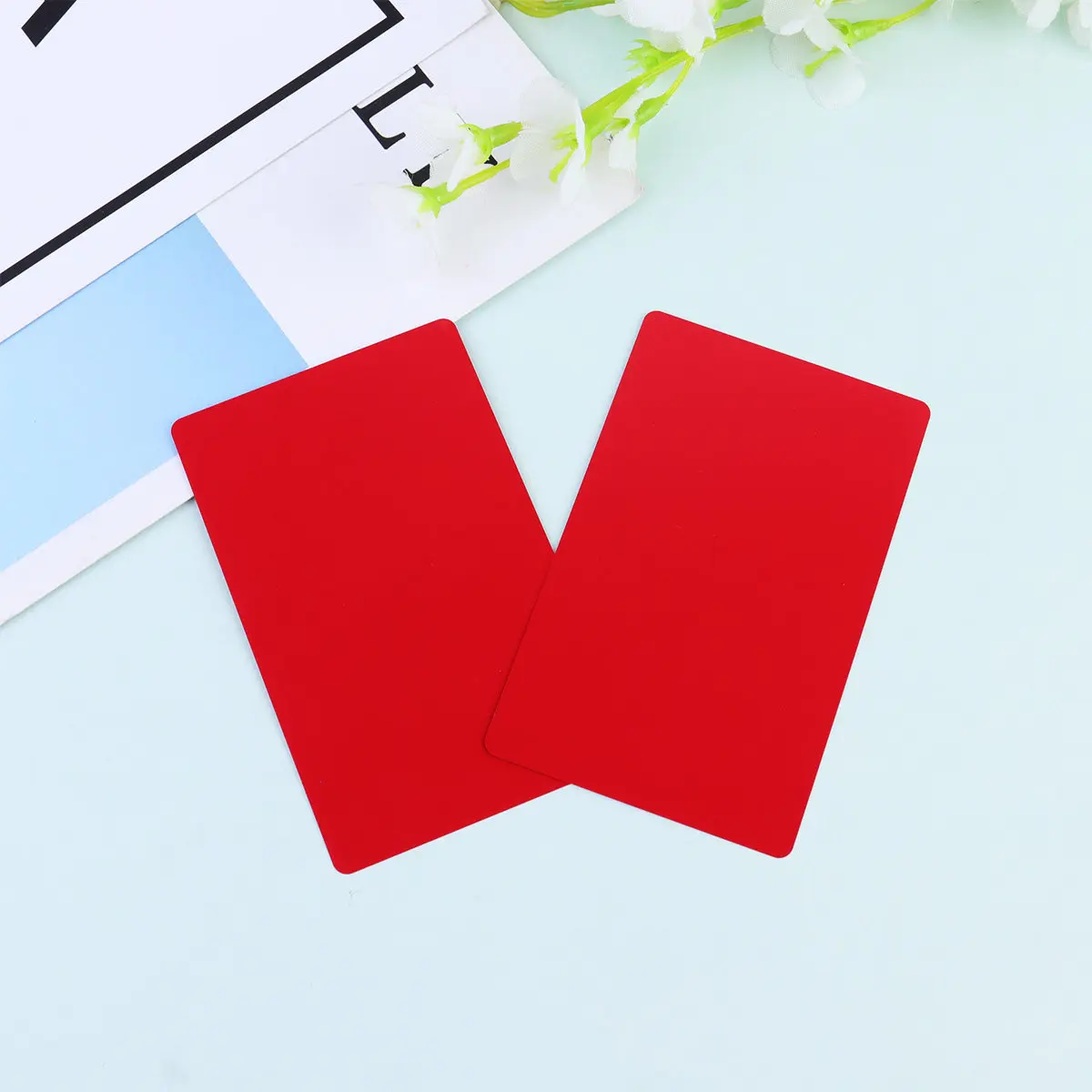 

50 pcs Laser Engraved Business Card 0.2Mm Thin Blue Anodized Aluminum Diy Name Card Cnc Printable Blank Flexible Rounded