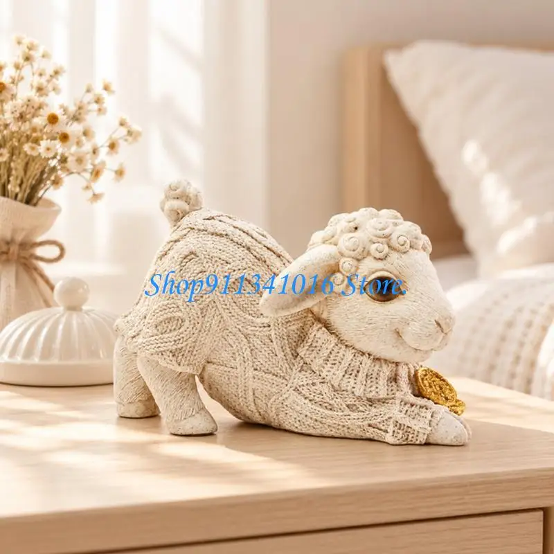  Sheep Shelf Figure with Sweater Texture and Display-Ready Form