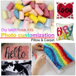 latch hook kits Diy pillow carpet Photo customization embroidery set bag smyrna Art Adult Crochet Grid hobby tapestry needlework