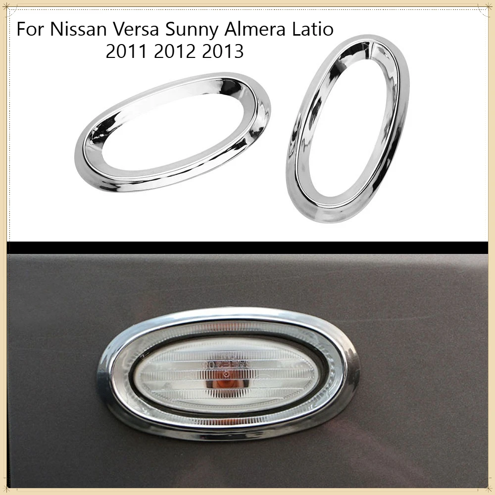 For Nissan Versa Sunny Almera Latio 2011 2012 2013 Car Turning Light Side Cover Trim ABS Chrome 2pcs/set Accessories