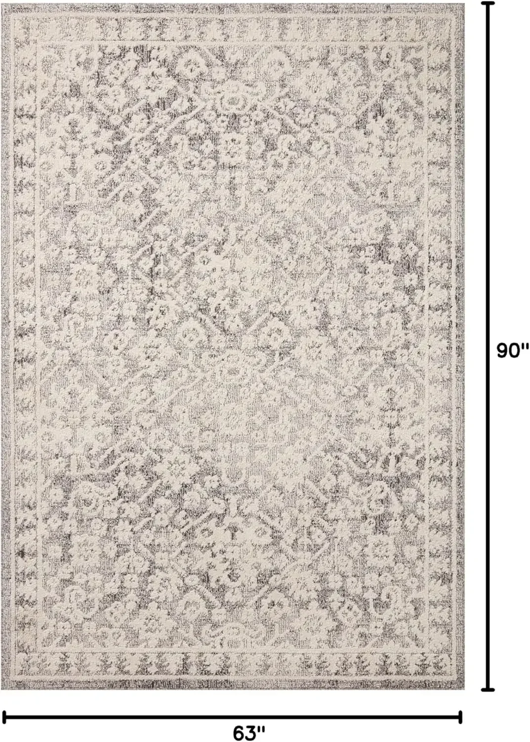 Grey Ivory Area Rug 53 x 76 Gigi Collection