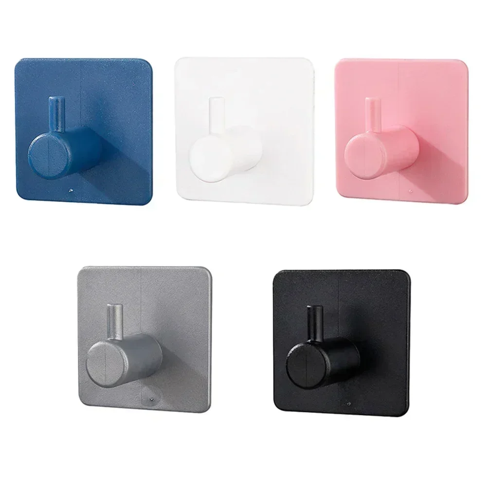 1PCS Holder Clothes Hooks Bathroom Kitchen Plastic Self Adhesive Wall Coat Rack Key Holder Rack Towel Hooks White Blue Fixture