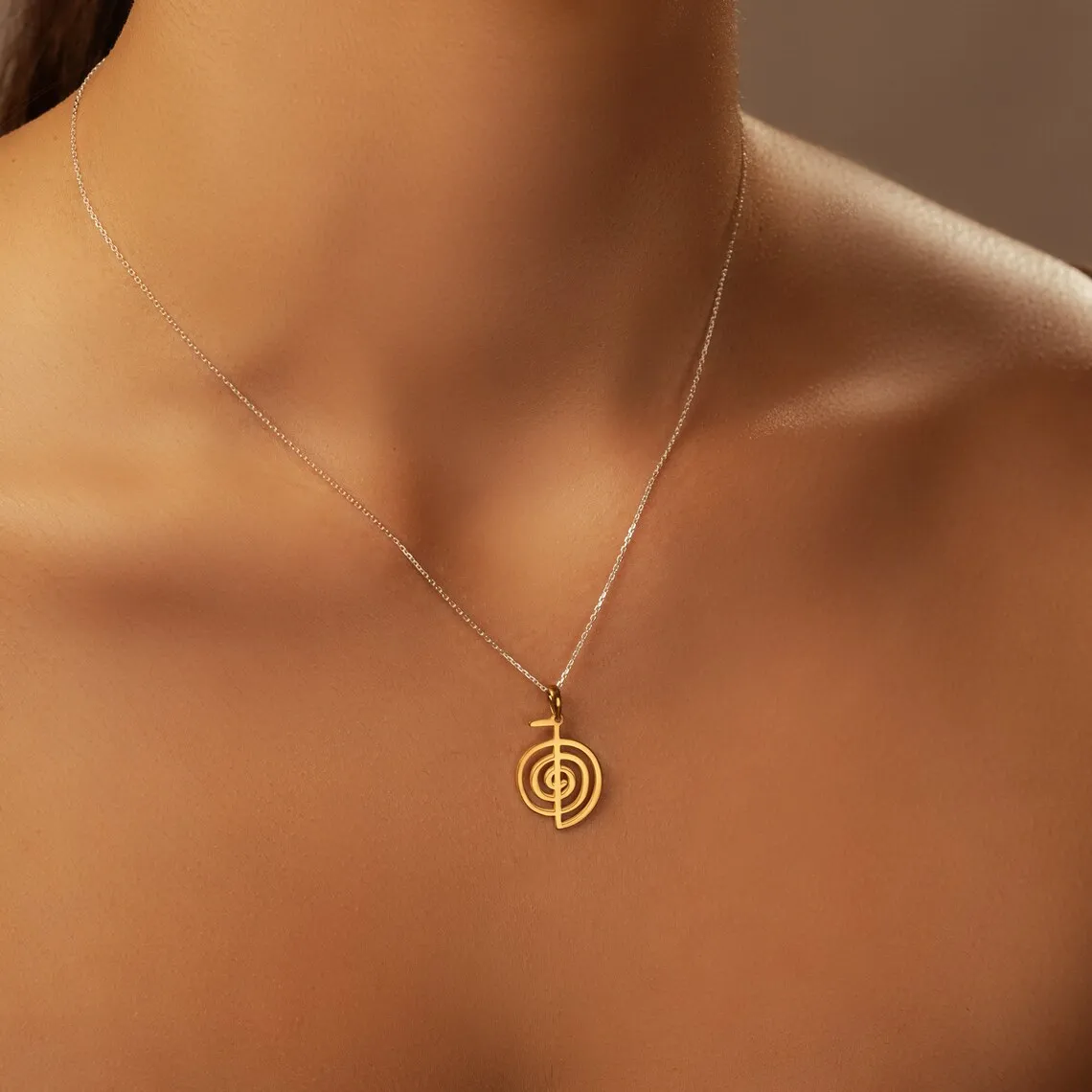 Stainless Steel Cho Ku Rei Pendant Necklace Reiki Protection Healing Chokurei Necklace Energy Yoga Amulet Jewelry Gifts