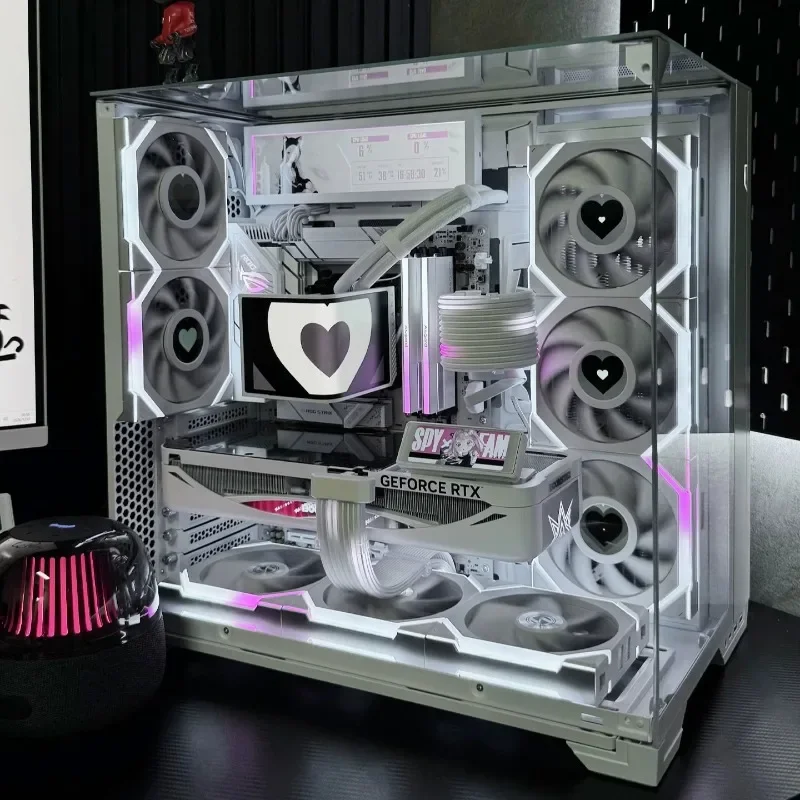 Pure white sea view room computer host 7800X3D 5080 high value desktop