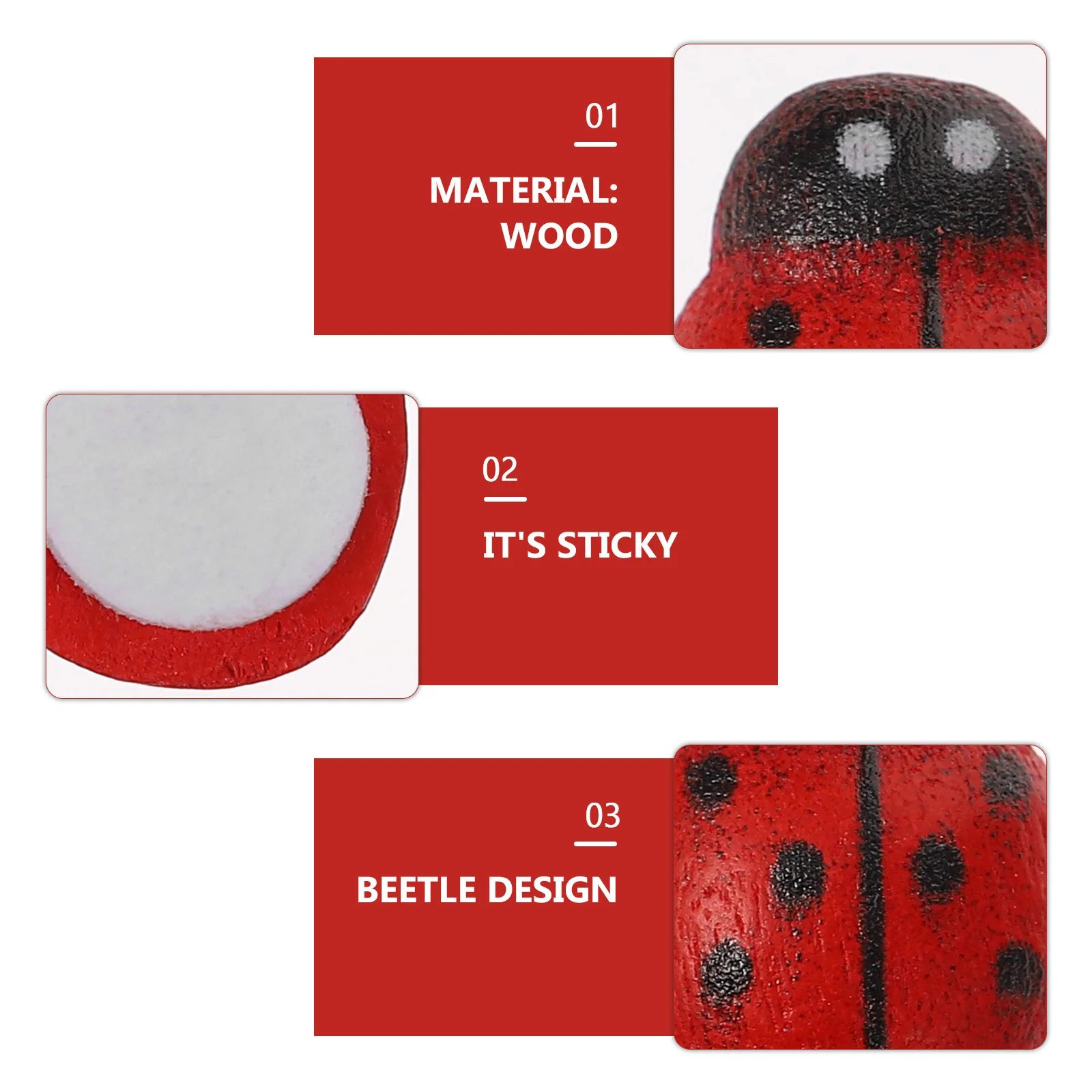 

100Pcs Wooden Ladybugs Miniature Garden Decor DIY Waterproof Micro Landscape Craft Gifts Garden Landscape Ladybugs Decor