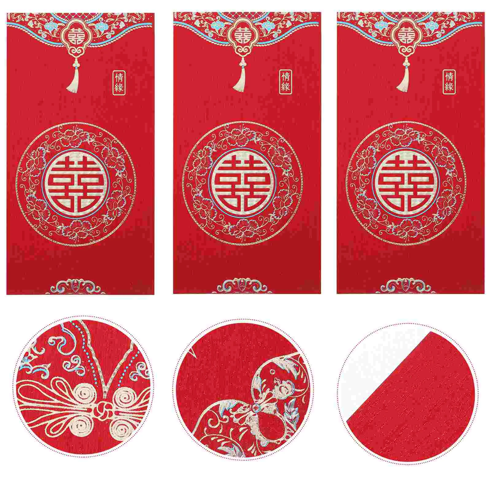 

12 Pcs Lai See Envelopes Lunar New Year Pocket Red Bag Universal Chinese Hong Bao Wedding Money