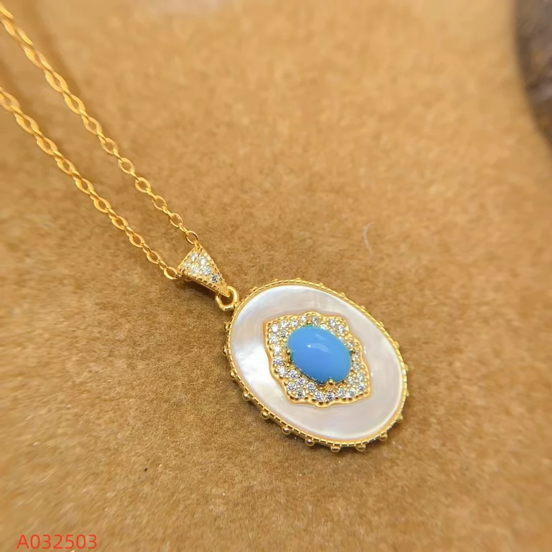 

KJJEAXCMY Women's Turquoise Pendant S925 Sterling Silver Exquisite Inlaid High Clarity Gemstone Jewelry New Year's Gift
