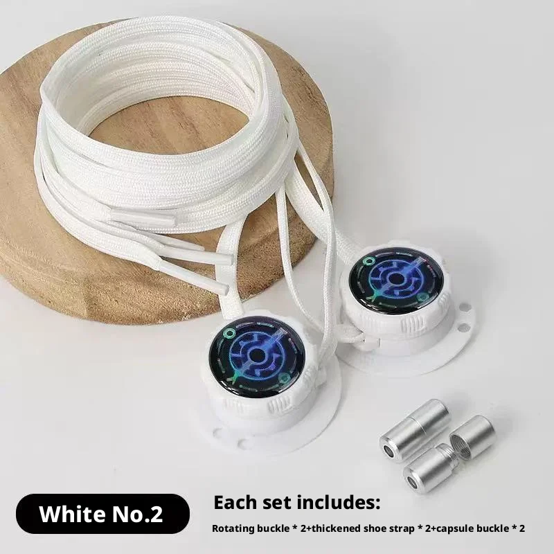 1 Pair Radar Style No-Tie Shoe Locks — Rotating quick-adjust buckles for 5mm laces, easy to fasten.