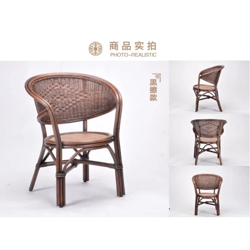 Full rattan Chinese rattan chair, back chair, leisure chairs, home balcony single rattan old-fashioned office chair