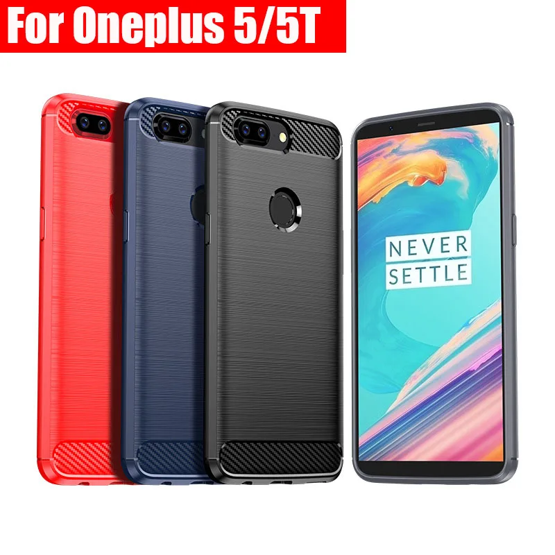 

For OnePlus 5 5T Case, TPU Brushed Pattern Soft Case Black Blue Red