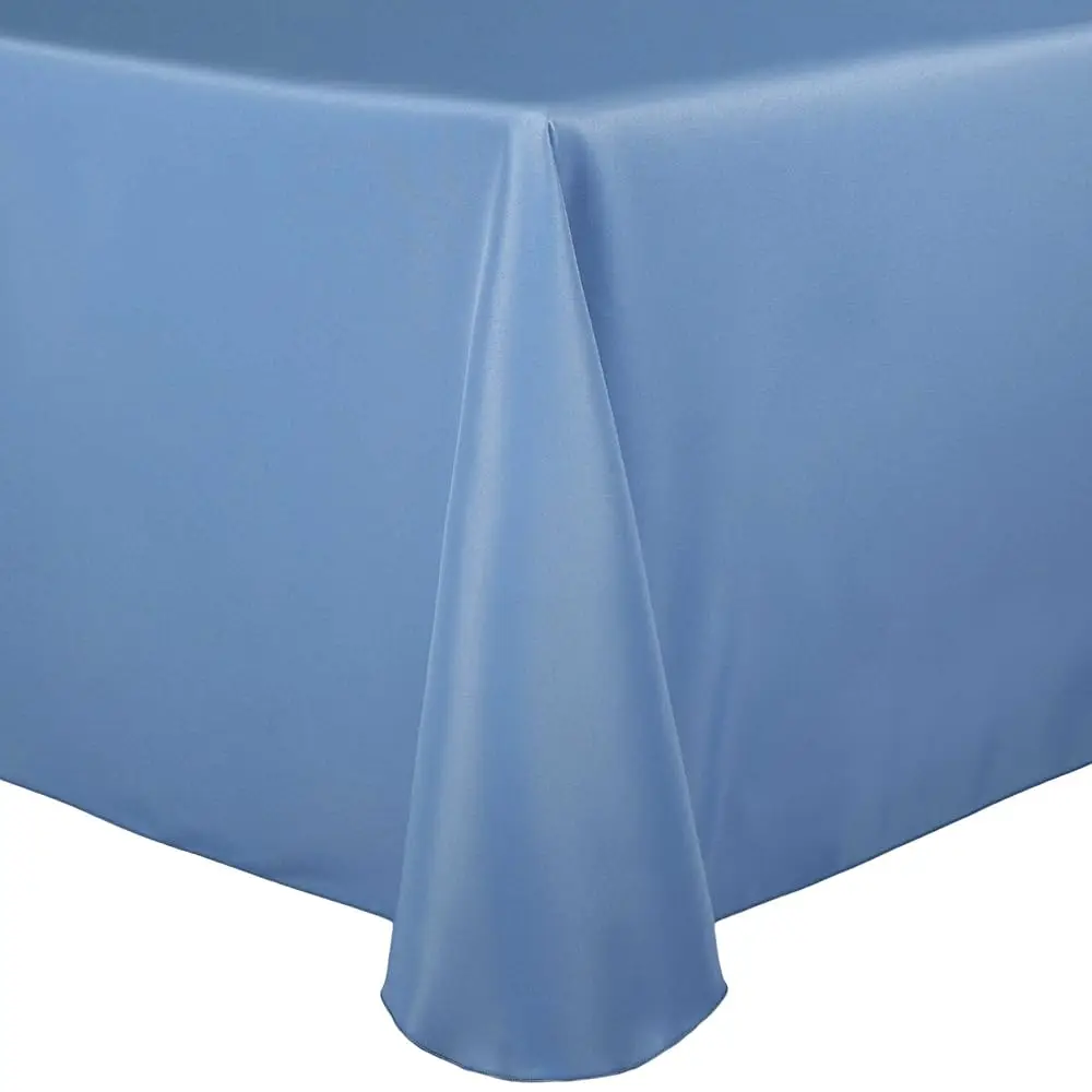 

-3 Pack- 60 X 102-Inch Oval Polyester Linen Tablecloth, Light Baby Blue