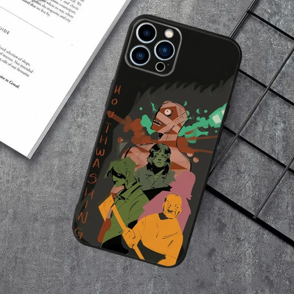 Game M-Mouthwashing Jimmy Curly Anya Phone Case For iPhone 16,15,14,13,12,11,XS,XR,X,8,7,Pro,Max,Plus,mini Silicone Black Cover