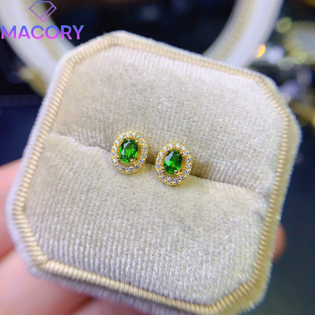 Original 925 sterling silver T natural diopside earrings female luxury female jewelry female earrings free delivery of gems.