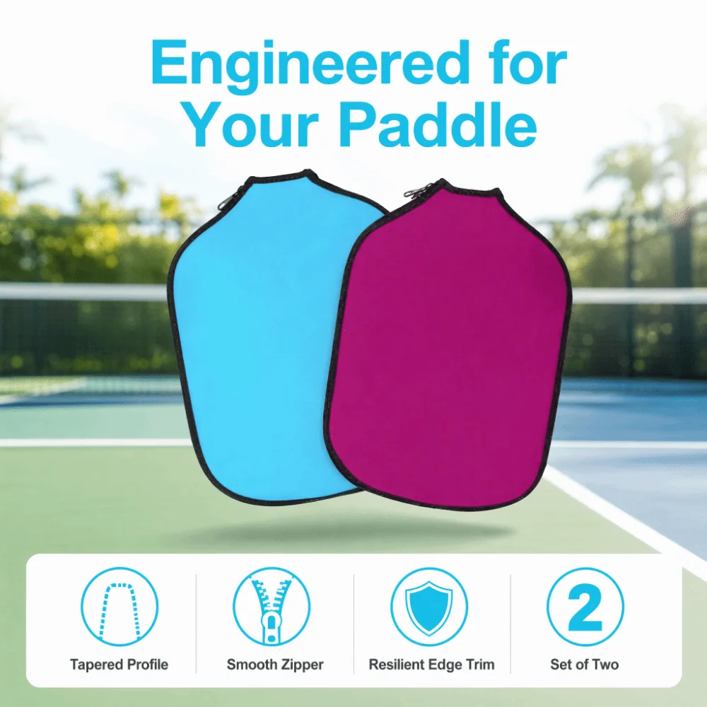 2PCS Soft Pickleball Paddle Cover Elastic Lightweight Pickleball Paddle Case Protective Sleeve Zippered Closure