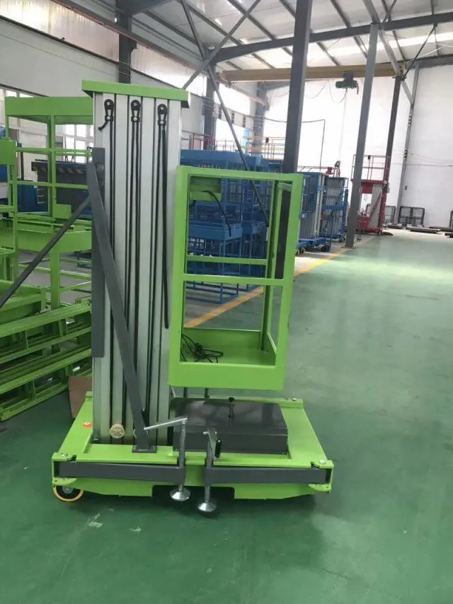 4M 6M 8M  9M 10M  100KG 120KG 150KG Aerial Work Electric Aluminum Alloy Single Mast Lifting Platform for Window Cleaning