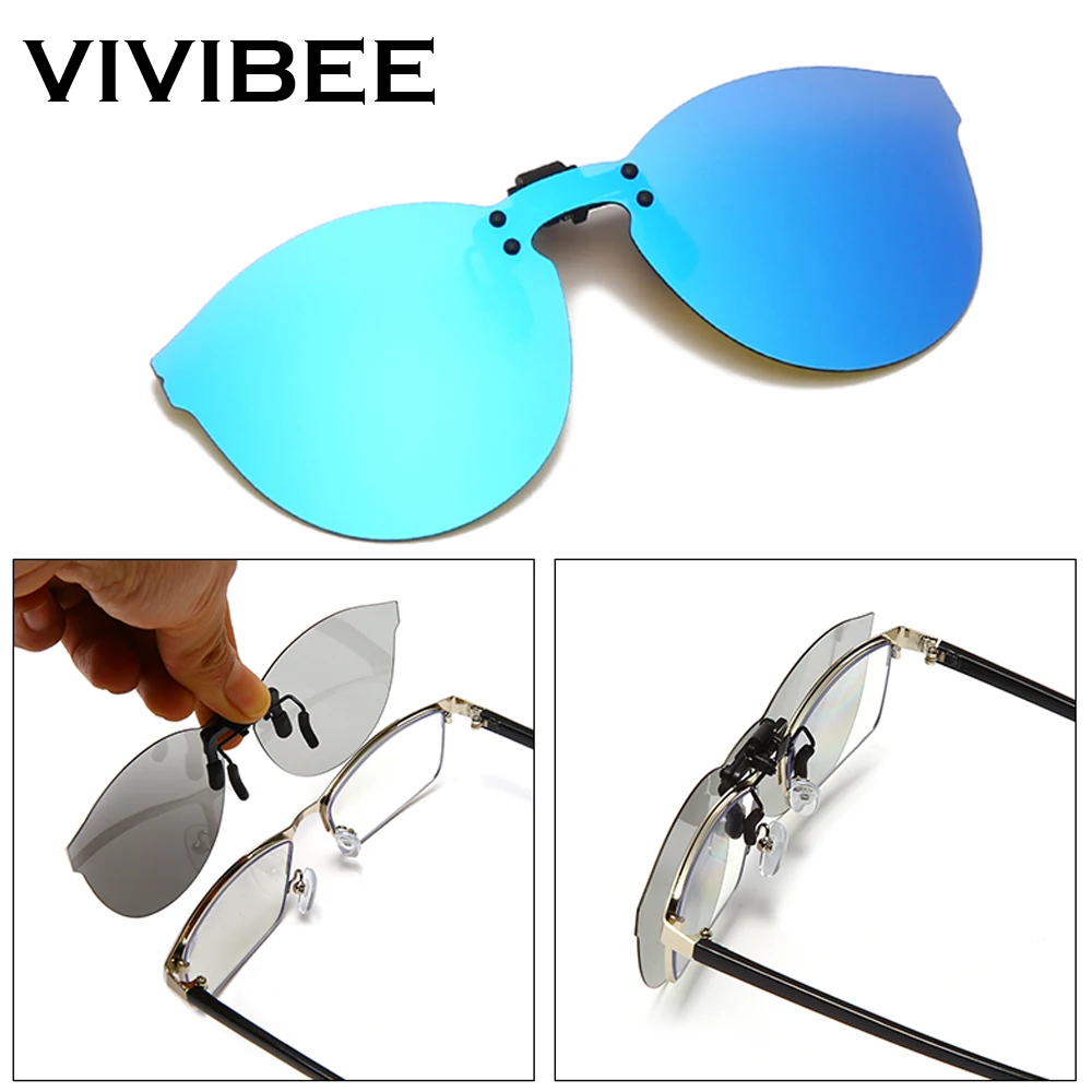 Flip Up Clip on Sunglasses Polarized Fishing Men Grey Color Change Lens Driving UV400 Big Aviation Rimless Night Vision Shades