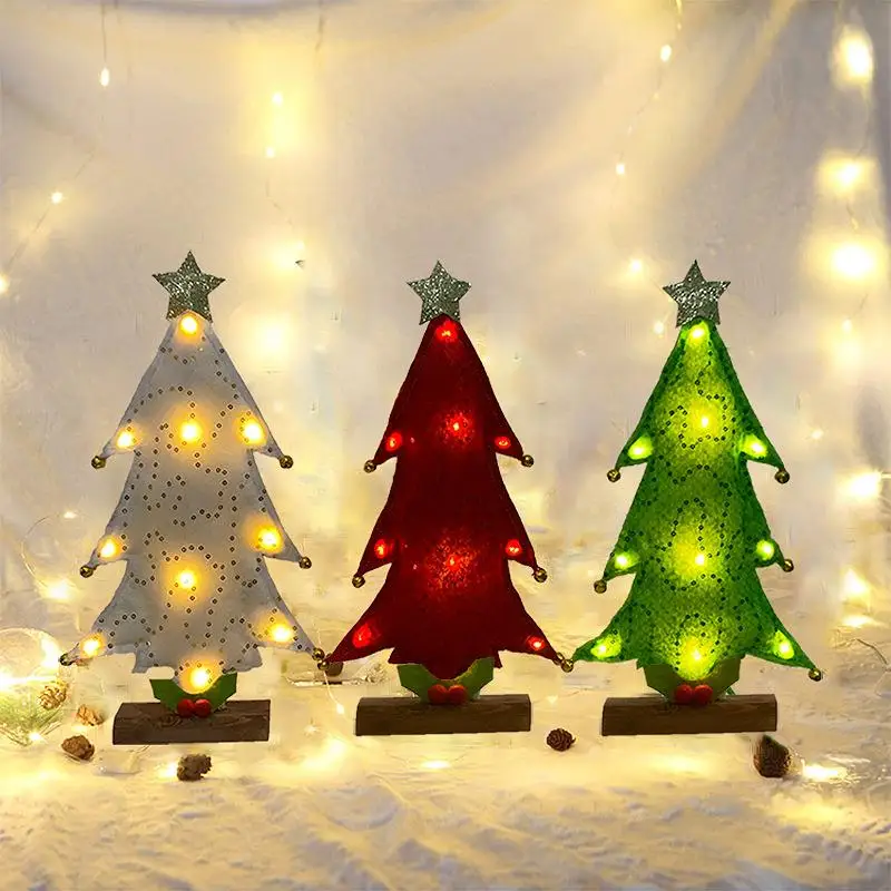 

LED Christmas Tree Decorations Gifts Hanging Ornaments Desktop Light up Festive Season Supplies Small Glowing Lights