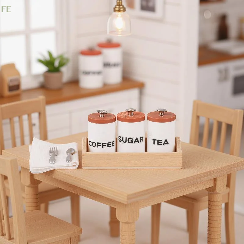 Coffee Tea Sugar Canisters - 3 Stuks 1/12 Poppenhuis Thee Koffie