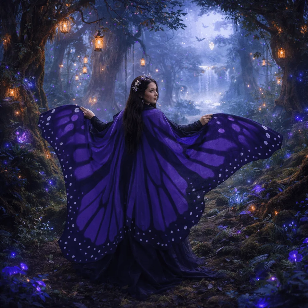 Trendy Moth Butterfly Cape Party Halloween Butterfly Peacock Shawl Dress Up Show Butterfly Cosplay Costumes Festival Party