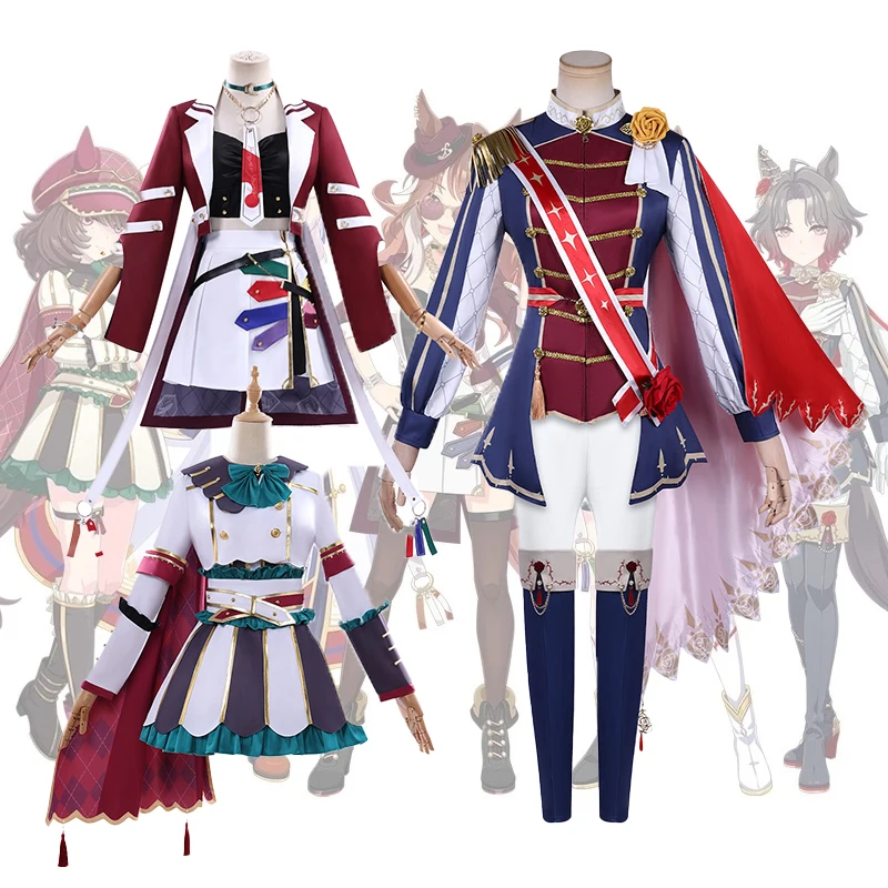 Umamusume Rose Empire Eternal Youth Damen Anime Cosplay Kostüm Komplettset mit Zubehör für Halloween-Party
