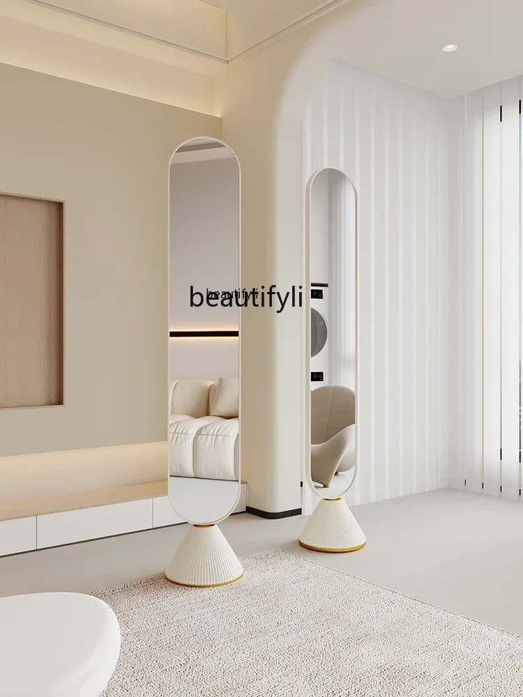 

smt14 Cream Style Floor Full-Length Mirror Light Luxury Dressing Mirror Vertical Household Girls' Bedroom Full-Length Mirror
