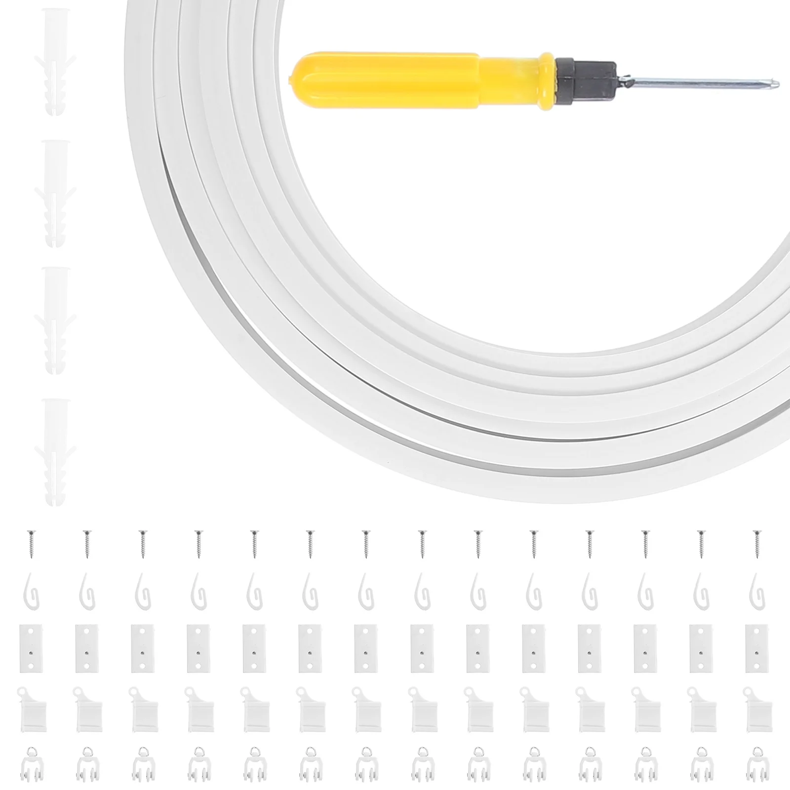 1Set Bay Window Curtain Track Kit Ceiling Mount Bendable Rail System Smooth Glide for Drapes Valances Room Dividers