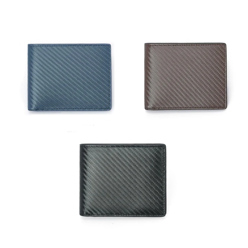 

Fashion Men Mini Business Blocking Wallet Male Carbon Fiber Credit Card Coin Holder Bifold Pocket Purse