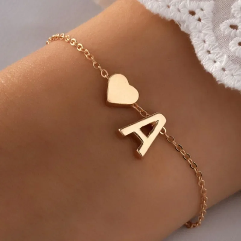 Lettera Mini Love Heart braccialetto a catena sottile semplice catena a mano minimalista per le donne ragazze gioielli decorazione regalo regalo di