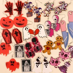 Halloween ciondola l'orecchino con il disegno adorabile del pagliaccio della bara dello scheletro del fantasma del fumetto regalo delle donne di Halloween