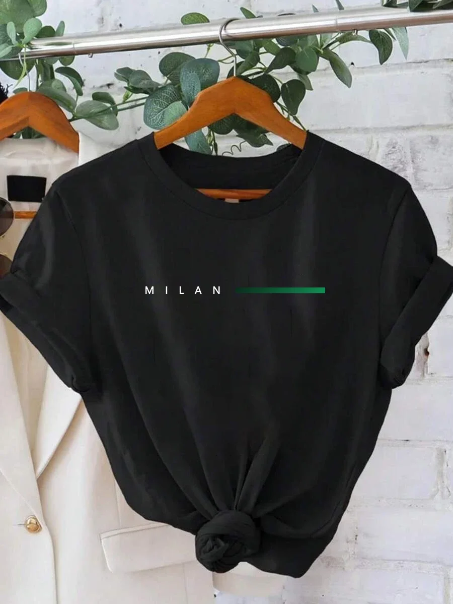 Fashion Womens T-shirt Daily Cotton Casual O-Neck Short Sleeve Outdoor Sports Jogging Woman Clothes Summer Versatile Tees Tops