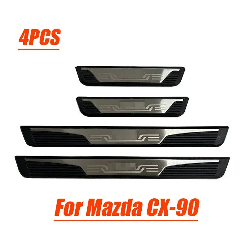 4X Stainless Steel Door Sill Plate Guards Protector Cover For Mazda CX-90 2024