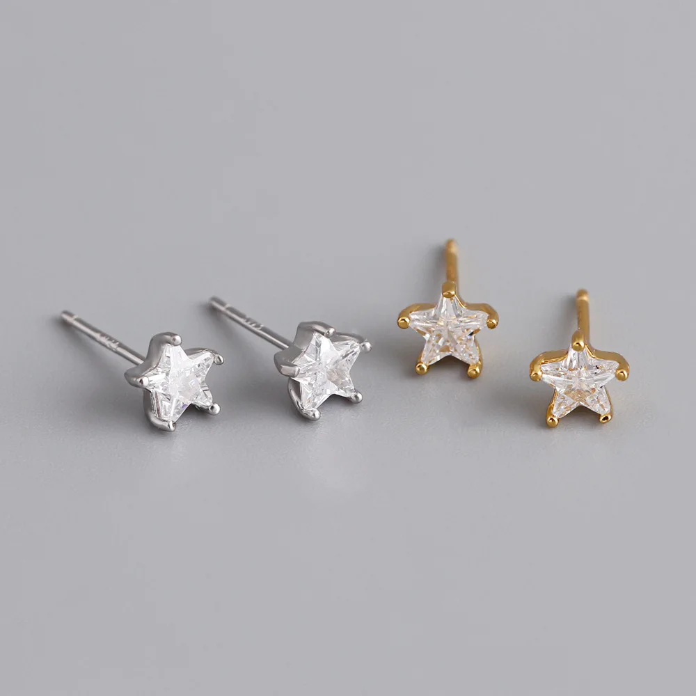 RYJU-pendientes de plata de ley 925 con forma de estrella y circón para mujer y niña, joyería de boda sencilla coreana, accesorios de personalidad, regalos