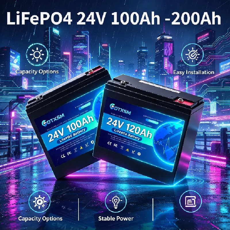Brand New 24V 100Ah/200Ah LiFePO4 Battery, 120A Inbuilt BMS, 8000+ Deep Cycles, Power Display for RV Boat Solar Storage System
