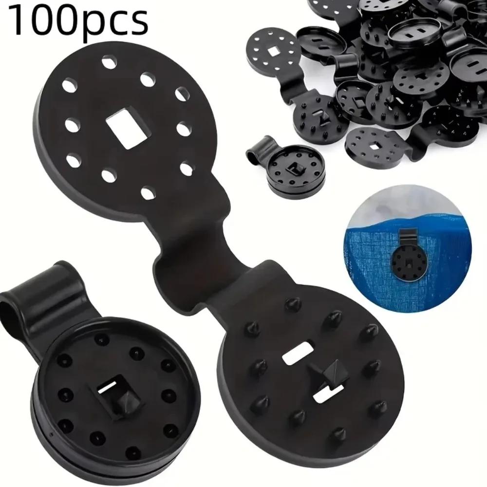 100pcs Durable PP Plastic Black Shade Cloth Clips Sun Shade Net Fasteners Patio Mesh Tarp Garden Shade Cover Clips