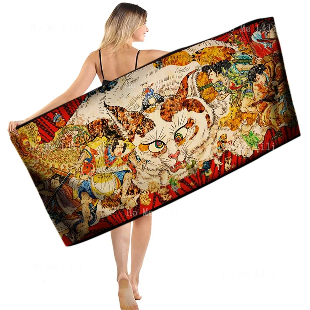 Scary Cats-Toalla de secado rápido para Yoga y Fitness, nueva toalla Paranormal japonesa en la galería de arte, se puede utilizar en lugares como Yoga y Fitness