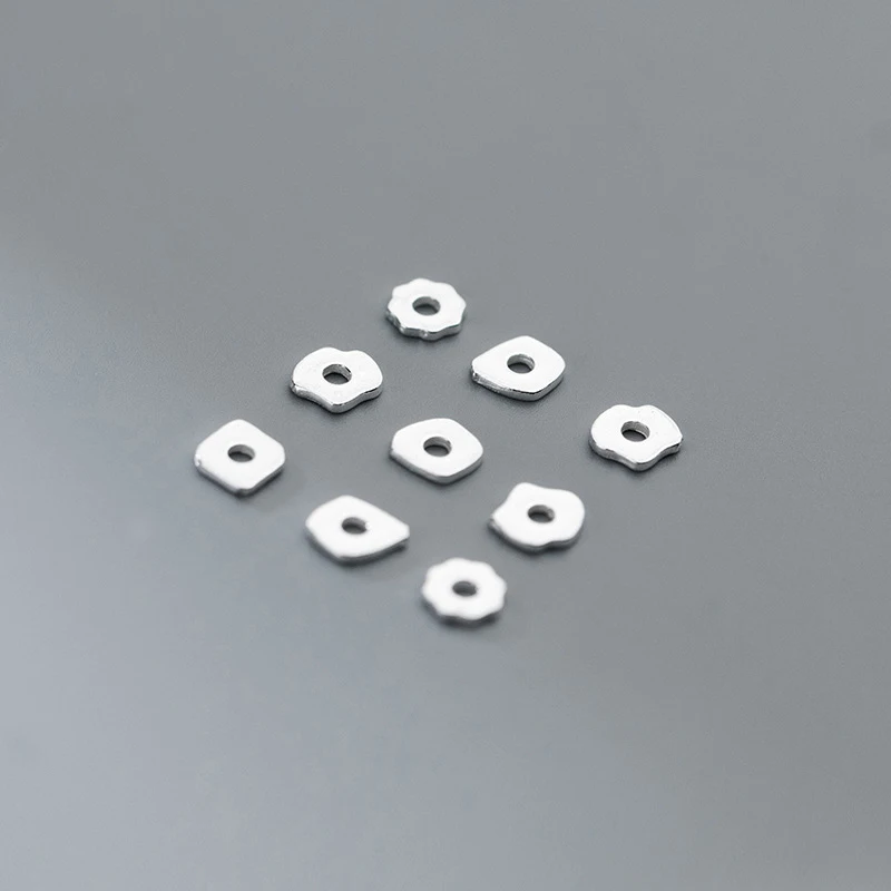 MEETSOFT 5pcs\lot 925 Sterling Silver Retro Irregular Silver Piece Gasket Spacer Beads of DIY Handmade Making Supplies Wholesale