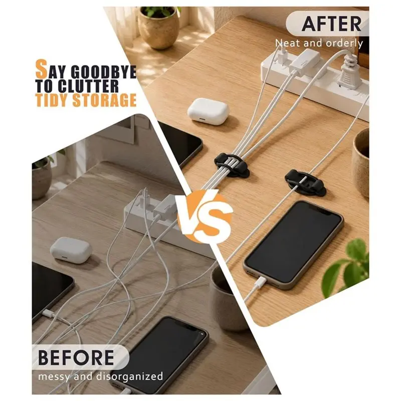 ABUO-30 Pack Cable Management Clips,Cable Management Clips, Adjustable Cord Holder Organizer Self Adhesive Cable Clips